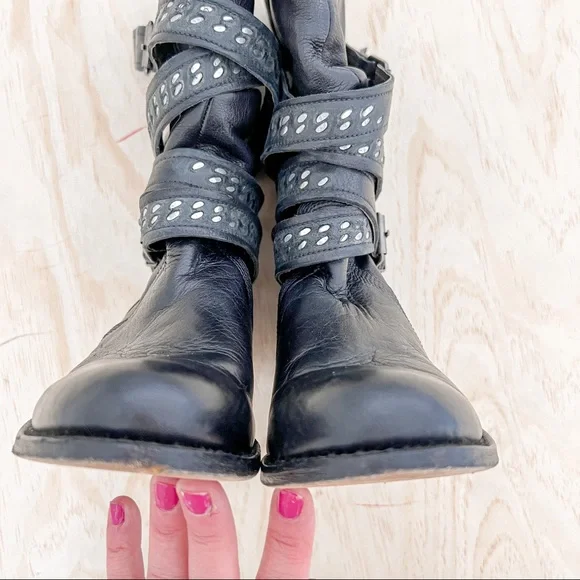 Rare style - Sendra leather boots with straps with buckle & rivets, size 7.5 - Picture 5 of 13